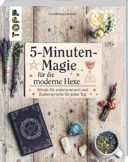Buchcover und Innenansicht für das Buch: 5-Minute-Magic for Modern Wiccans