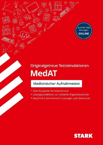 Buchcover und Innenansicht für das Buch: STARK Testsimulationen MedAT 2021/2022 - Testaufgaben mit Lösungen