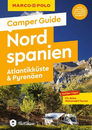 Buchcover und Innenansicht für das Buch: MARCO POLO Camper Guide Nordspanien, Atlantikküste & Pyrenäen