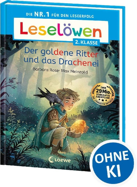 Buchcover und Innenansicht für das Buch: Leselöwen 2. Klasse - Der goldene Ritter und das Drachenei
