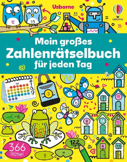 Buchcover und Innenansicht für das Buch: Mein großes Zahlenrätselbuch für jeden Tag