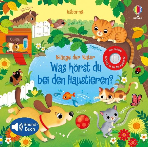 Buchcover und Innenansicht für das Buch: Klänge der Natur: Was hörst du bei den Haustieren?