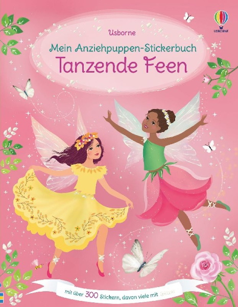 Buchcover und Innenansicht für das Buch: Mein Anziehpuppen-Stickerbuch: Tanzende Feen