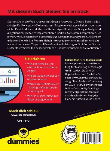 Buchcover und Innenansicht für das Buch: Google Analytics 4 für Dummies