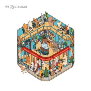 Buchcover und Innenansicht für das Buch: Mini-Sticker-Szenen - Cozy Mini-Shops