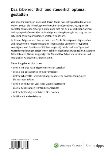 Buchcover und Innenansicht für das Buch: Das Erbe rechtlich und steuerlich optimal gestalten