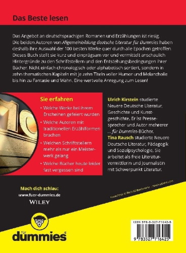 Buchcover und Innenansicht für das Buch: Allgemeinbildung: Die 100 besten Bücher der deutschsprachigen Literatur für Dummies