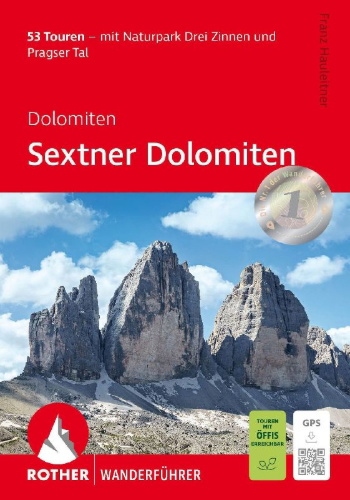 Buchcover und Innenansicht für das Buch: ROTHER Wanderführer Dolomiten - Sextner Dolomiten