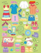 Buchcover und Innenansicht für das Buch: Mein Anziehpuppen-Stickerbuch: Partys