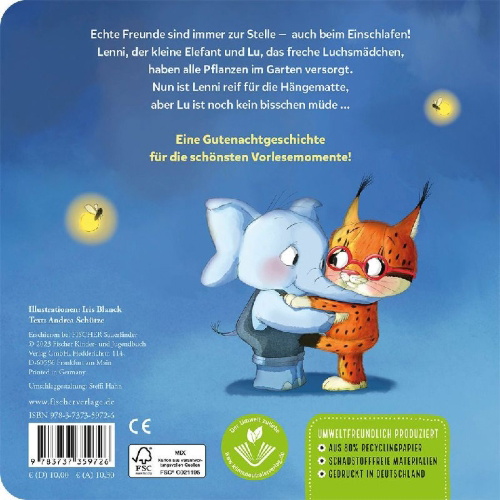 Buchcover und Innenansicht für das Buch: Lenni und Lu sagen Gute Nacht