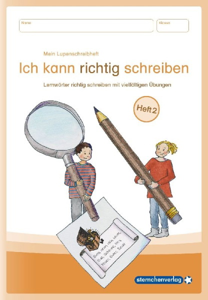 Buchcover und Innenansicht für das Buch: Mein Lupenschreibheft 2 - Ich kann richtig schreiben -