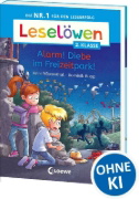 Buchcover und Innenansicht für das Buch: Leselöwen 2. Klasse - Alarm! Diebe im Freizeitpark!