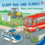 Buchcover und Innenansicht für das Buch: Klapp aus und schau! Viele, viele Fahrzeuge