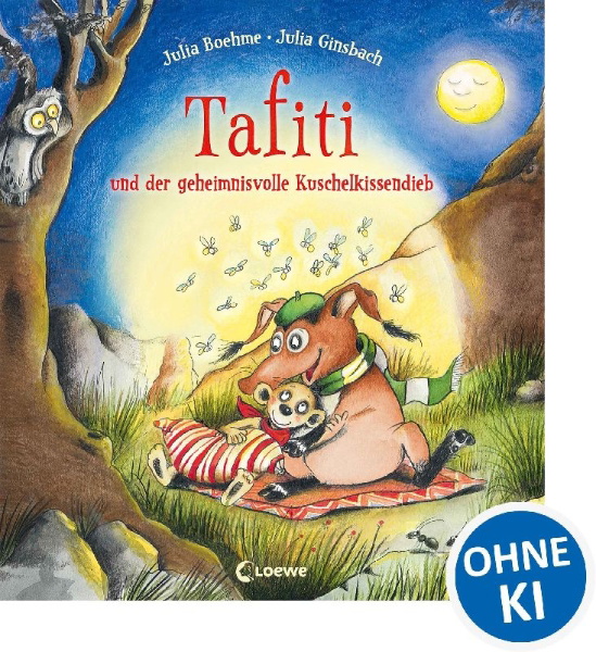Buchcover und Innenansicht für das Buch: Tafiti und der geheimnisvolle Kuschelkissendieb