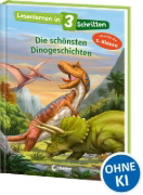 Buchcover und Innenansicht für das Buch: Lesenlernen in 3 Schritten - Die schönsten Dinogeschichten