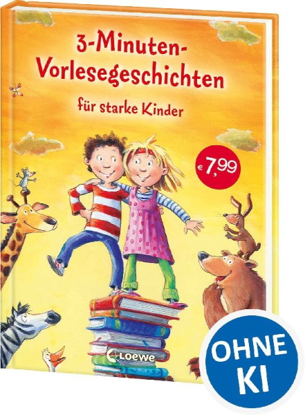 Buchcover und Innenansicht für das Buch: 3-Minuten-Vorlesegeschichten für starke Kinder