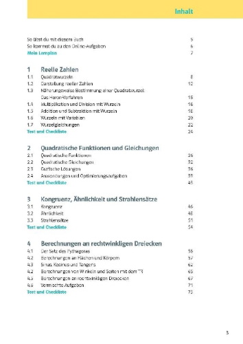 Buchcover und Innenansicht für das Buch: KomplettTrainer Gymnasium Mathematik 9. Klasse
