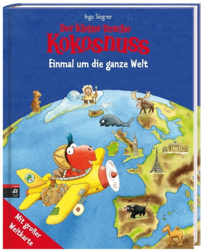 Buchcover und Innenansicht für das Buch: Der kleine Drache Kokosnuss - Einmal um die ganze Welt