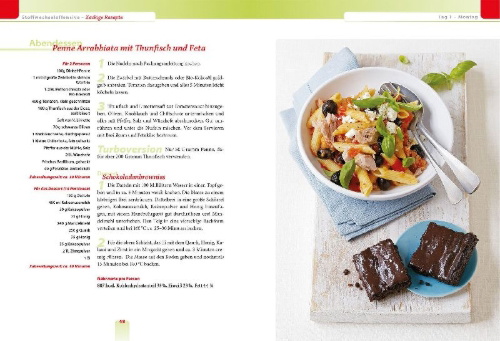 Buchcover und Innenansicht für das Buch: Die Lauf-Diät - Das Kochbuch