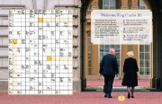 Buchcover und Innenansicht für das Buch: Die Royals Rätselbuch. Rätsel-Reise ins britische Königshaus