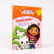 Buchcover und Innenansicht für das Buch: Gabby's Dollhouse: Mein Schablonen-Malbuch