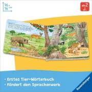 Buchcover und Innenansicht für das Buch: Mein Bilder-Wörterbuch: Unsere Tiere