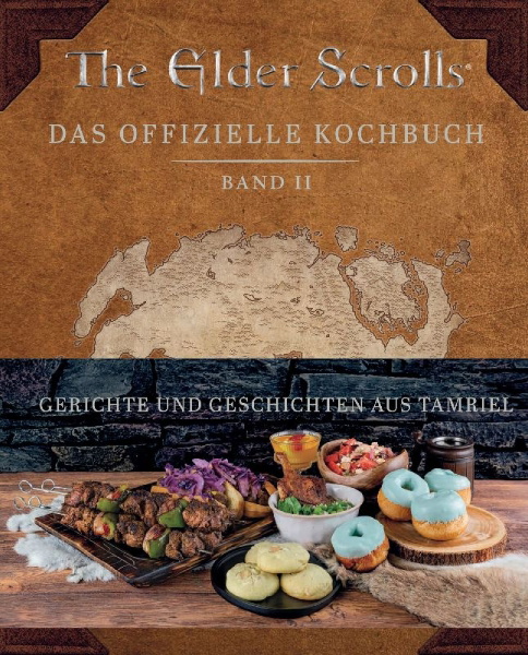 Buchcover und Innenansicht für das Buch: The Elder Scrolls: The Official Cookbook Vol. 2: Tastes and Tales from Tamriel