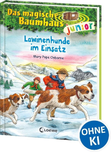 Buchcover und Innenansicht für das Buch: Das magische Baumhaus junior (Band 40) - Lawinenhunde im Einsatz
