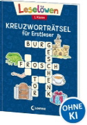 Buchcover und Innenansicht für das Buch: Leselöwen Kreuzworträtsel für Erstleser - 1. Klasse (Marineblau)