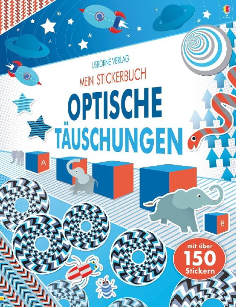 Buchcover und Innenansicht für das Buch: Mein Stickerbuch: Optische Täuschungen