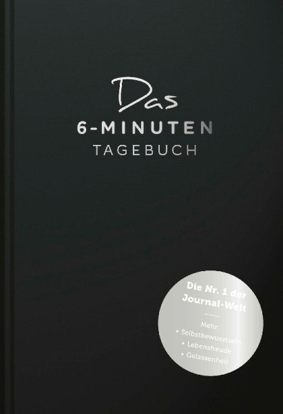 Buchcover und Innenansicht für das Buch: Das 6-Minuten-Tagebuch (schwarz)
