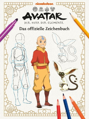 Buchcover und Innenansicht für das Buch: Avatar - Der Herr der Elemente: Das offizielle Zeichenbuch