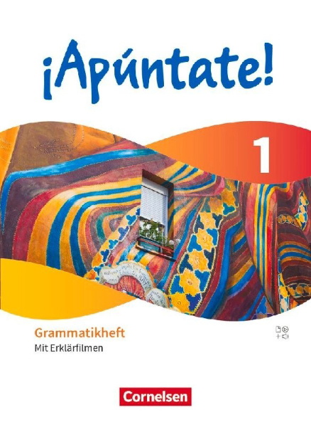 Buchcover und Innenansicht für das Buch: ¡Apúntate! Band 1 - Grammatikheft mit Erklärfilmen