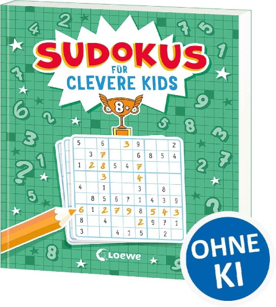 Buchcover und Innenansicht für das Buch: Sudokus für clevere Kids 8+ [grün]