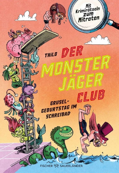 Buchcover und Innenansicht für das Buch: Der Monsterjäger-Club - Gruselgeburtstag im Schreibad