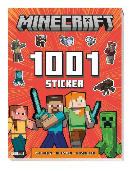 Buchcover und Innenansicht für das Buch: Minecraft: 1001 Sticker: Stickern - Rätseln - Ausmalen