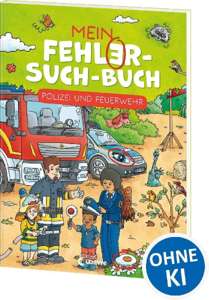 Buchcover und Innenansicht für das Buch: Mein Fehler-Such-Buch - Polizei und Feuerwehr