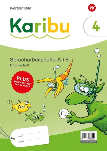 Buchcover und Innenansicht für das Buch: Karibu. Spracharbeitshefte 4 Druckschrift mit Diagnoseheft