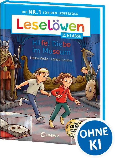 Buchcover und Innenansicht für das Buch: Leselöwen 2. Klasse - Hilfe! Diebe im Museum