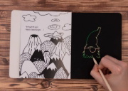 Buchcover und Innenansicht für das Buch: Die besten 33 Kreativ-Kratzelbilder für kleine Künstler