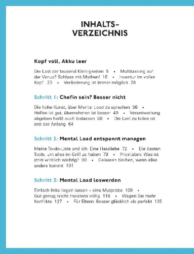 Buchcover und Innenansicht für das Buch: Freier Kopf statt Mental Load