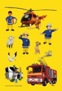 Buchcover und Innenansicht für das Buch: Feuerwehrmann Sam: Brandheißer Sticker- und Malspaß