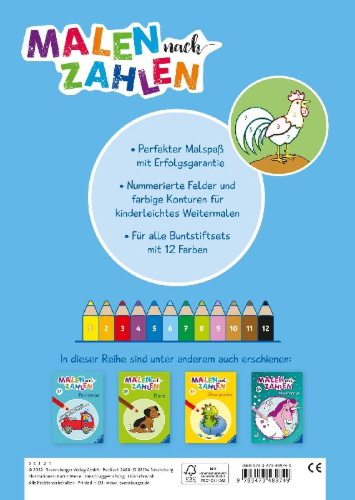 Buchcover und Innenansicht für das Buch: Malen nach Zahlen ab 3: Bauernhof