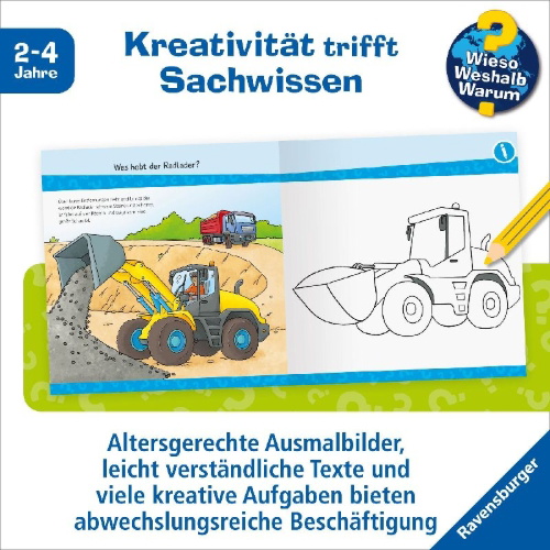 Buchcover und Innenansicht für das Buch: Wieso? Weshalb? Warum? junior AKTIV - Baustelle