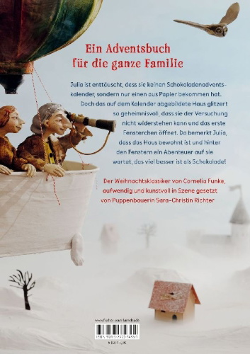 Buchcover und Innenansicht für das Buch: Hinter verzauberten Fenstern. Eine geheimnisvolle Adventsgeschichte