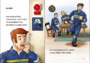 Buchcover und Innenansicht für das Buch: Leselöwen 1. Klasse - Achtung, Feuerwehr im Einsatz! (Großbuchstabenausgabe)