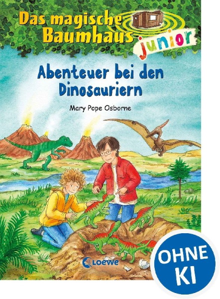 Buchcover und Innenansicht für das Buch: Das magische Baumhaus junior 01 - Abenteuer bei den Dinosauriern