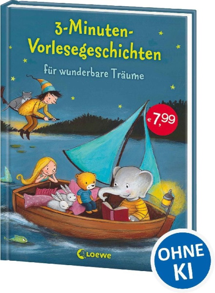 Buchcover und Innenansicht für das Buch: 3-Minuten-Vorlesegeschichten für wunderbare Träume