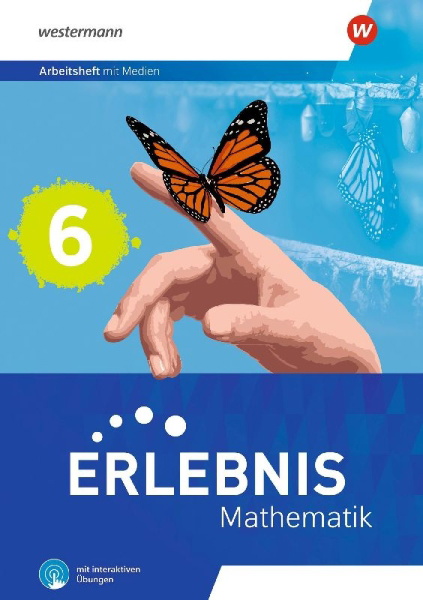 Buchcover und Innenansicht für das Buch: Erlebnis Mathematik - 6. Arbeitsheft mit Medien und interaktiven Übungen