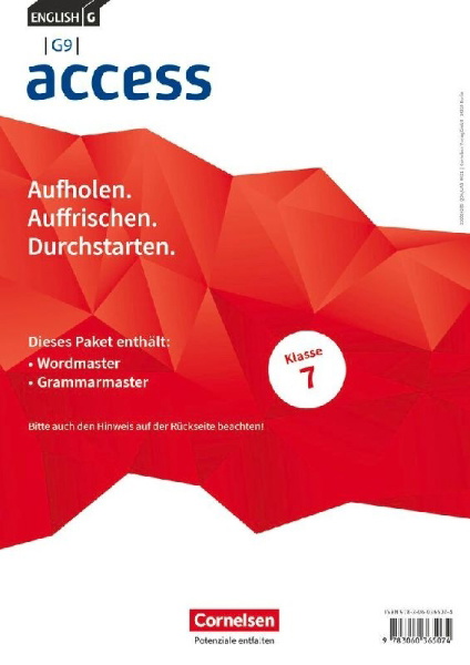 Buchcover und Innenansicht für das Buch: English G Access - G9 - Band 3: 7. Schuljahr - Wordmaster und Grammarmaster (Im Paket)